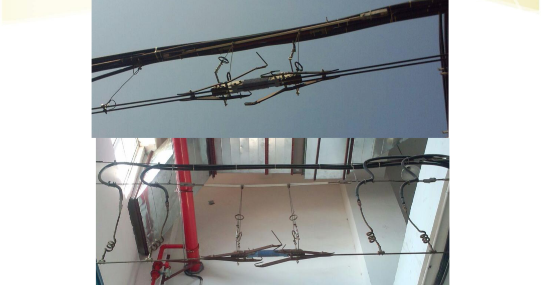 Flexible suspension section insulator as installed on site