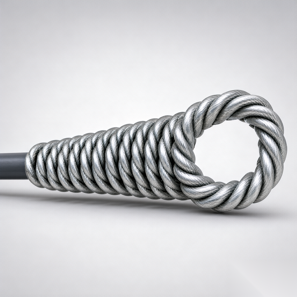 Preformed fitting wires wrapped around a conductor (AI generated)
