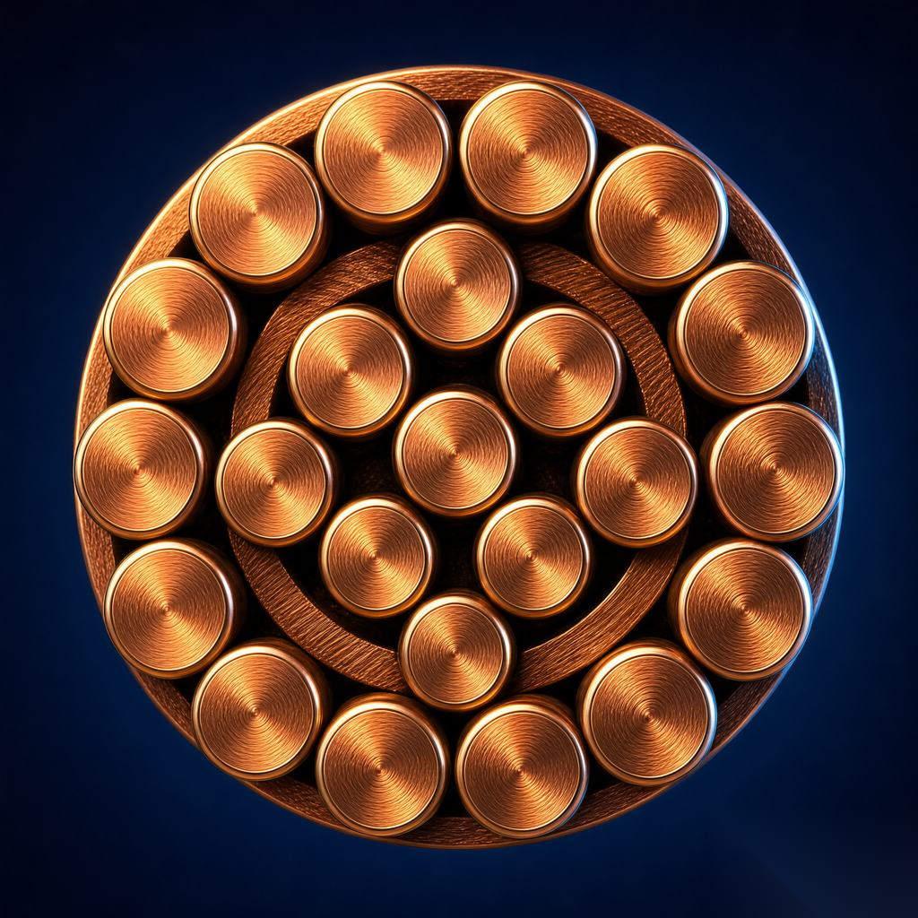 Concentric stranding construction of a copper alloy strand (AI generated)